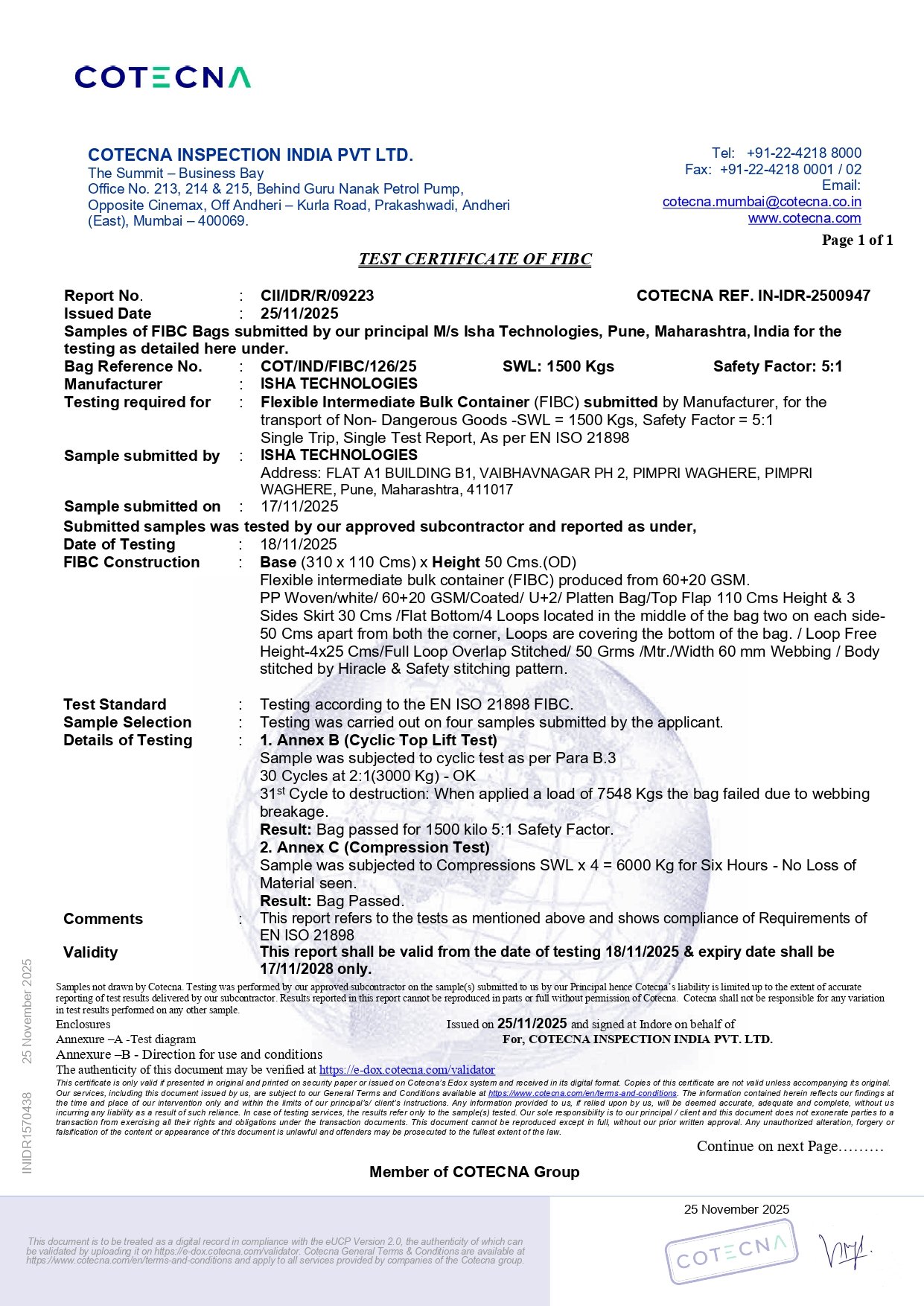 Test Certificates